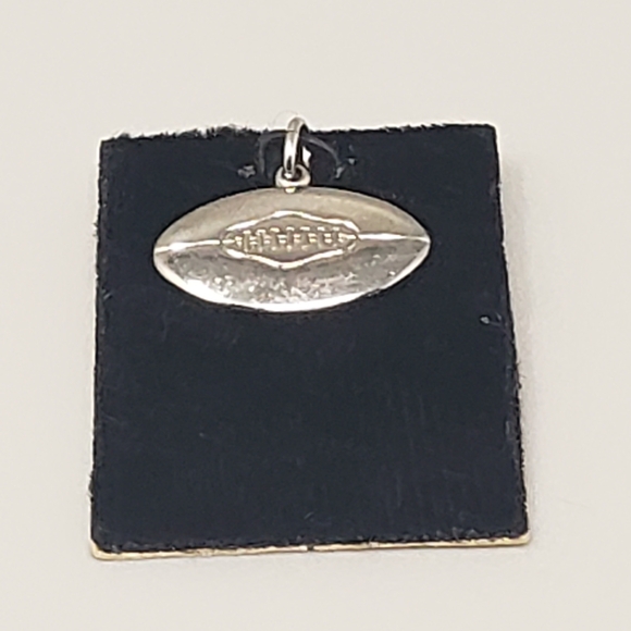 Sterling Silver Football Charm Pendant - Picture 2 of 9